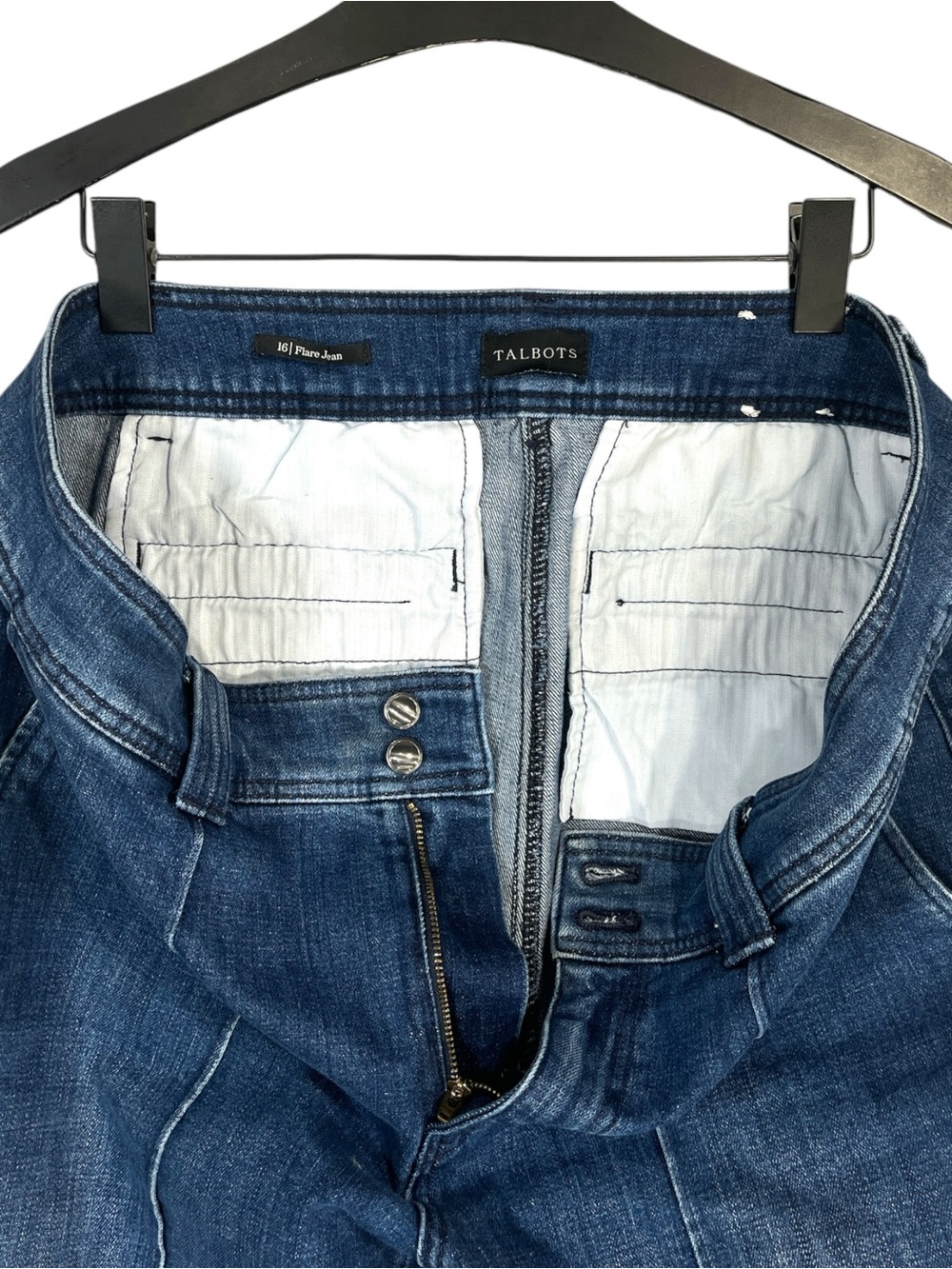 Talbots Flare Leg Pintuck Jeans- Lapis Wash Size 16 - Picture 7 of 11